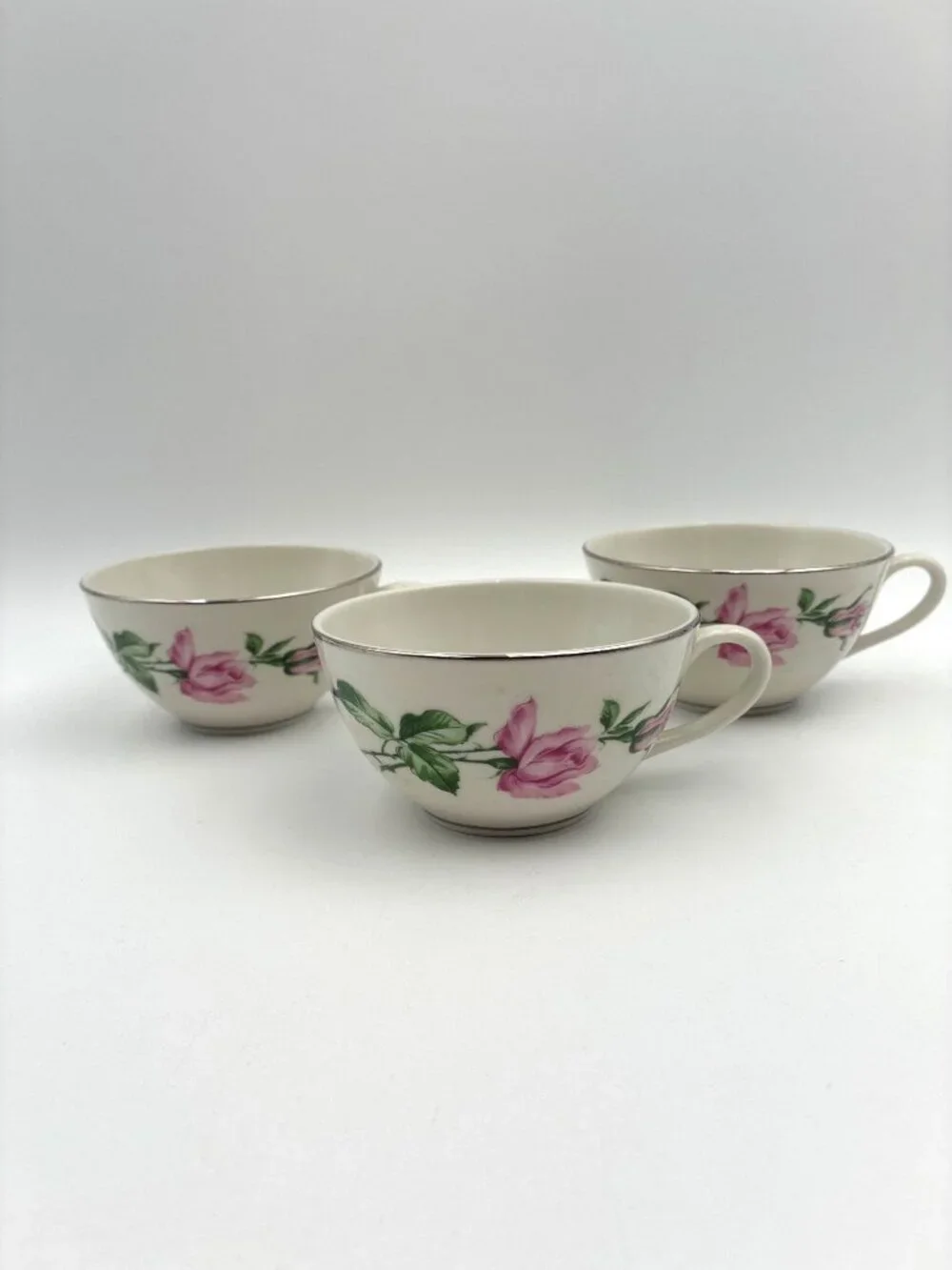 Vintage Youngsware YOU1 China Pink Rose Teacup & Saucer Set Of 3 6 Oz Capacity